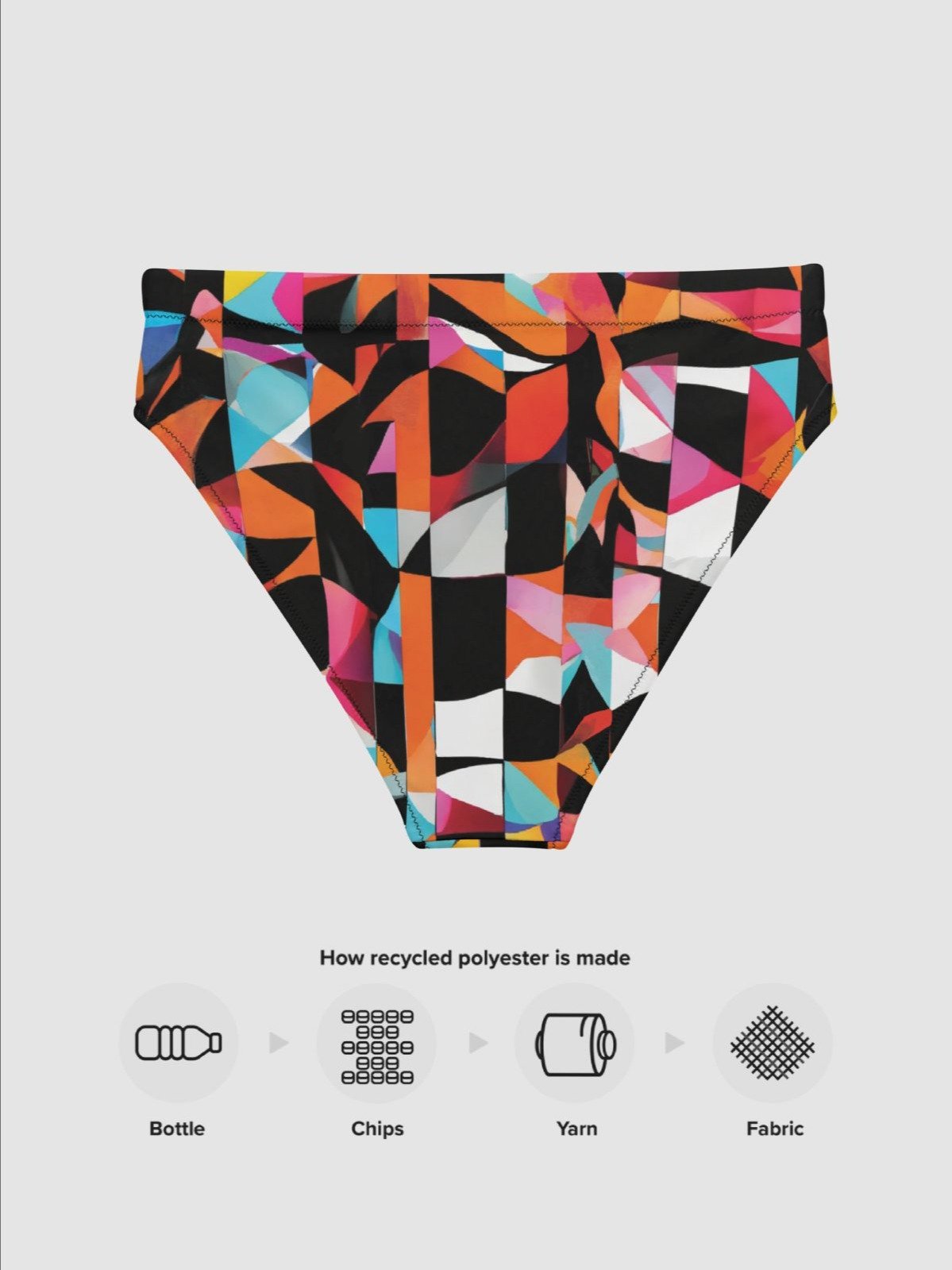 High-Waisted Bikini Bottom "Colorful Modern Abstract Checkered Art Printed" product image (9)