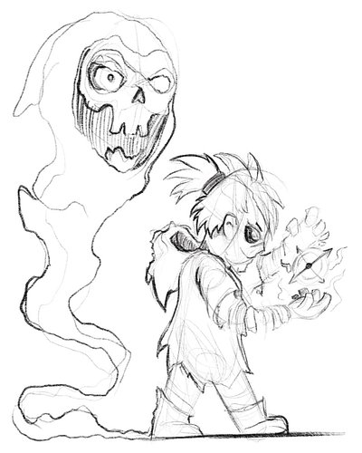 Traveling Necromancer WIP sketch #chaoticdrawalong