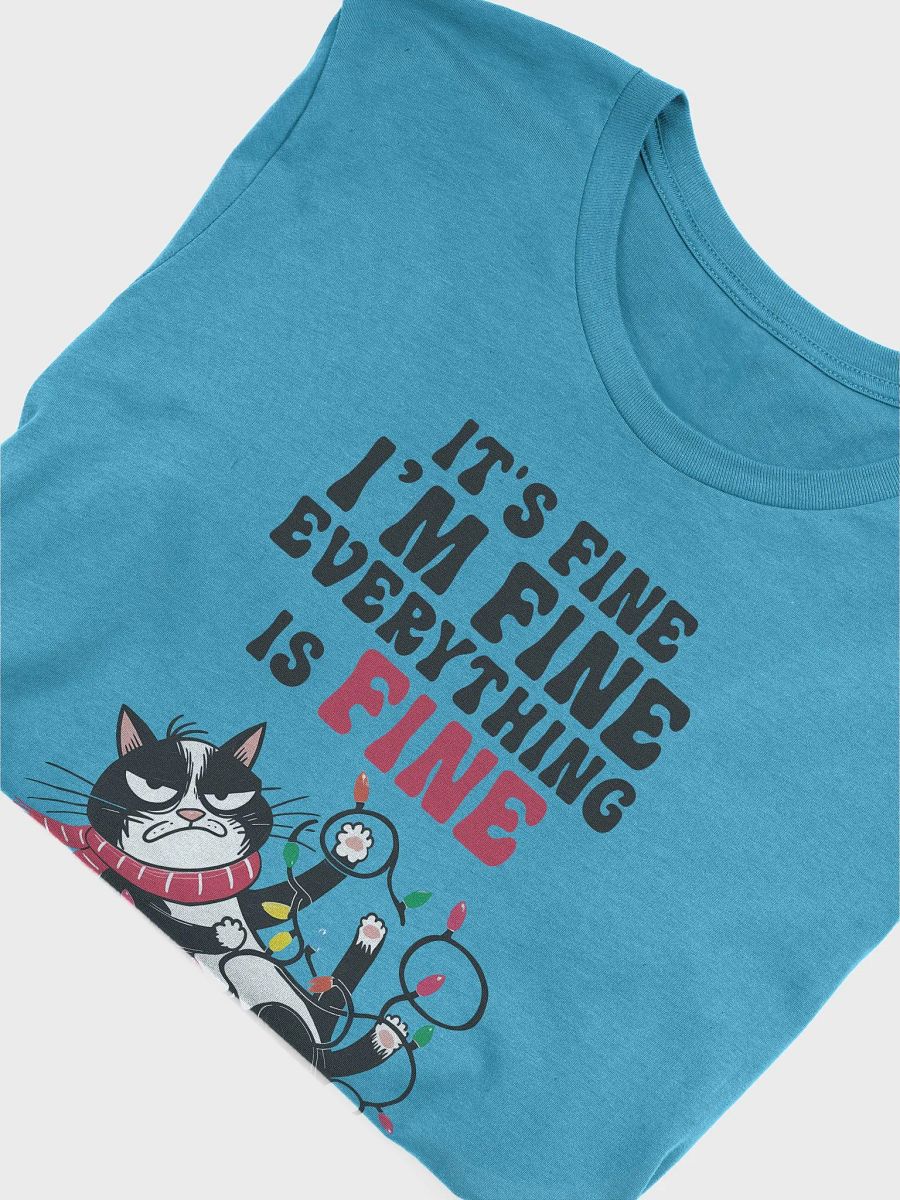 "It's Fine" Funny Christmas Cat T-Shirt – Holiday Humor with Festive Lights product image (55)
