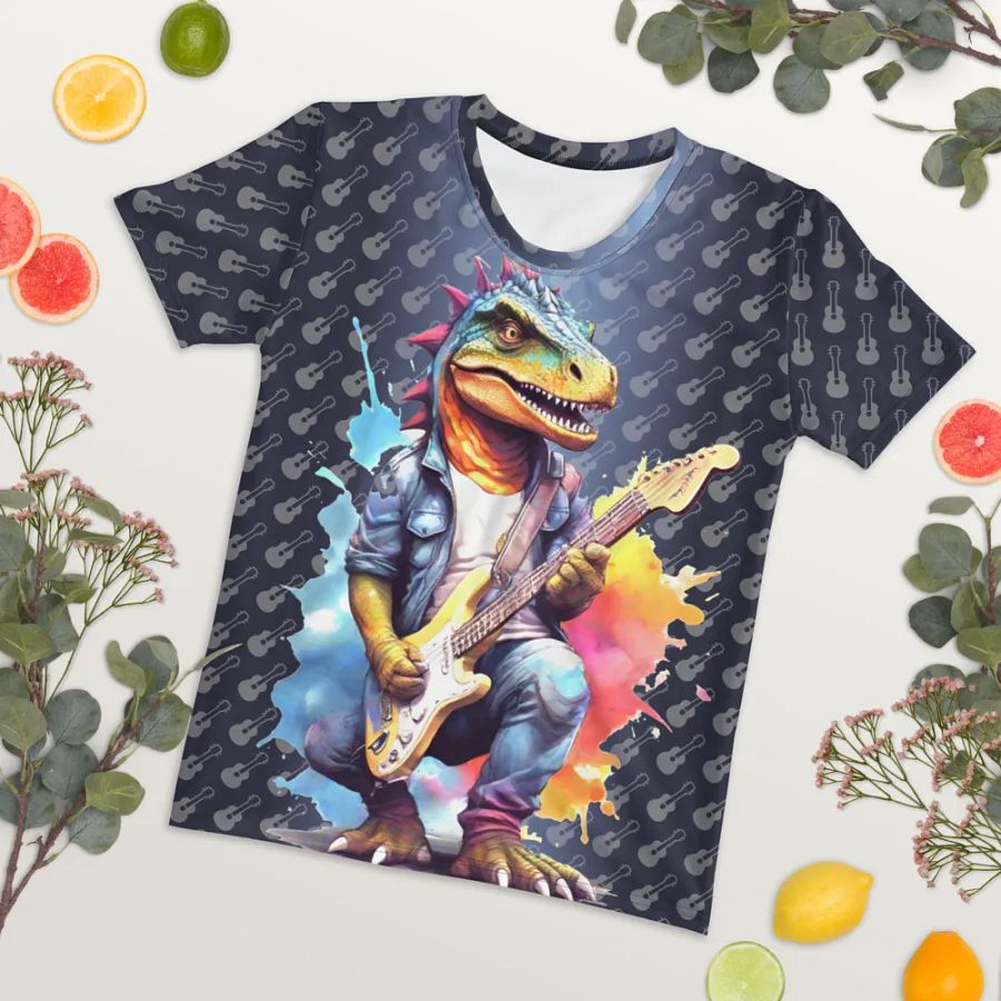 Dinosaur Playing Guitar All Over Print T-shirt product image (7)