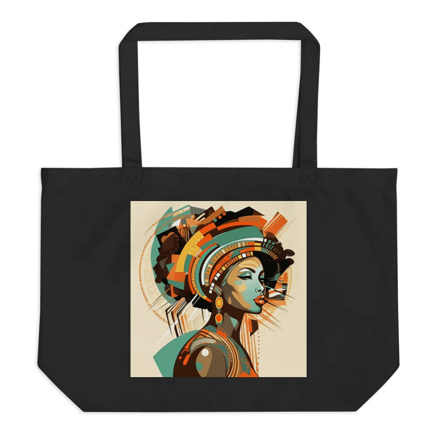Afrocentric Art Tote Bag, Colorful African Queen Print, Large Canvas Shopper, Durable Carryall, Unique Cultural Accessory product image (2)