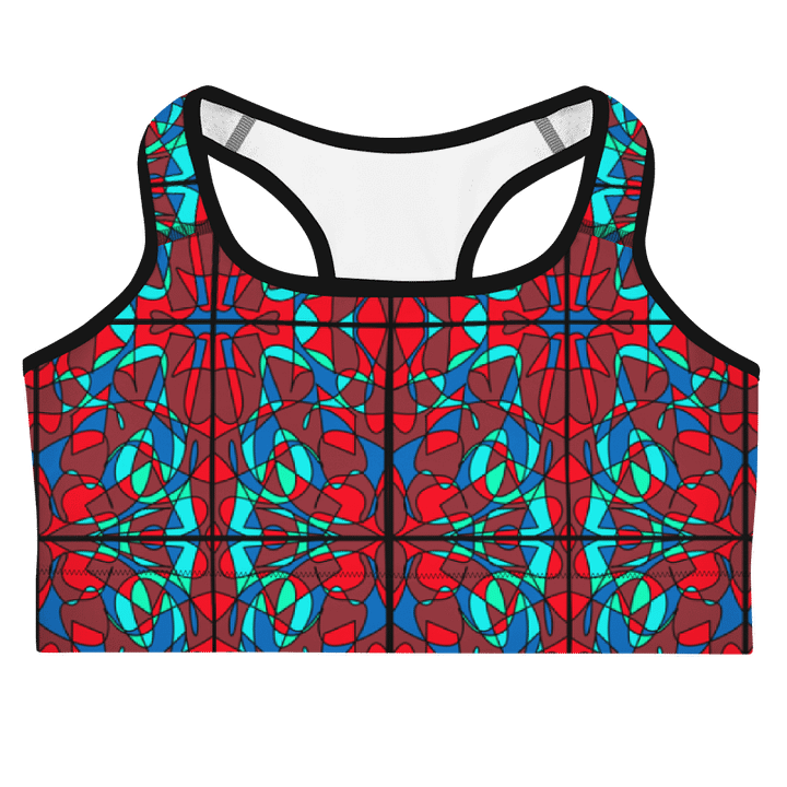 Red Stained Glass – Vibrant Red Pattern Basic Sports Bra product image (1)