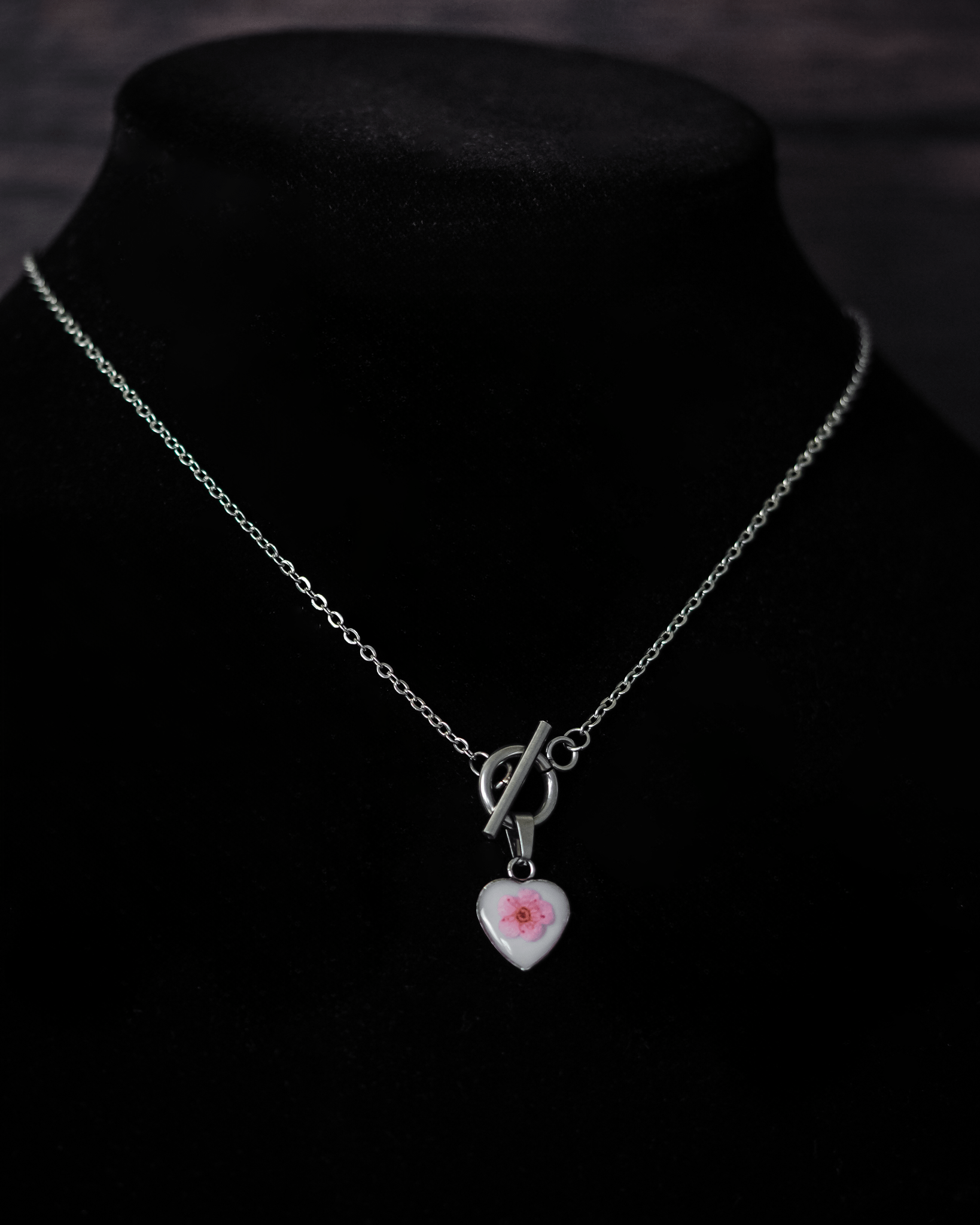 Pink Forget-Me-Not Heart Necklace product image (2)