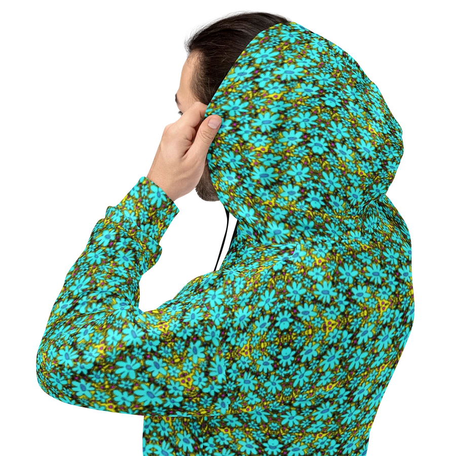 Abstract Distressed Green Flowers on a Grungy Yellow Background Unisex Hoodie product image (5)