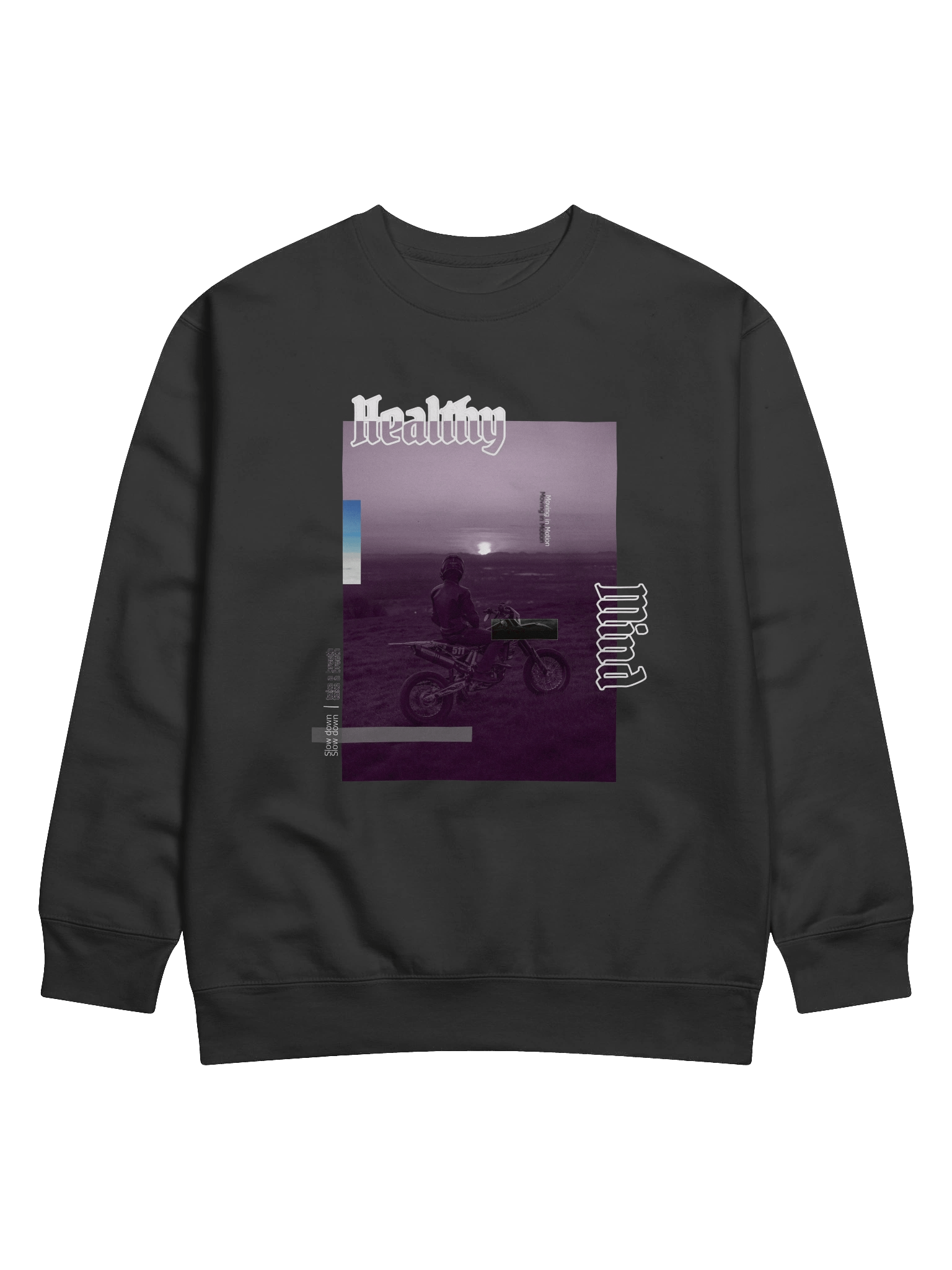 Healthy Mind, Dirt Bike Sunset Glitch | Crewneck product image (9)