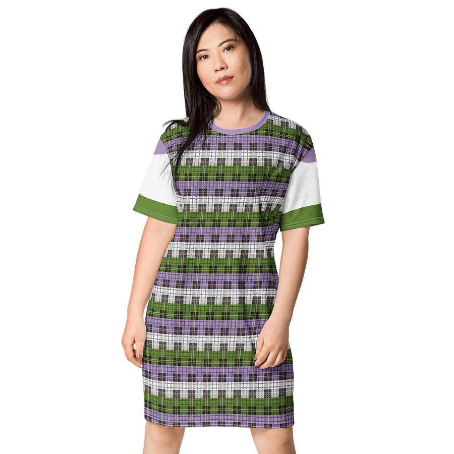 Genderqueer Pride Plaid T-shirt Dress product image (1)