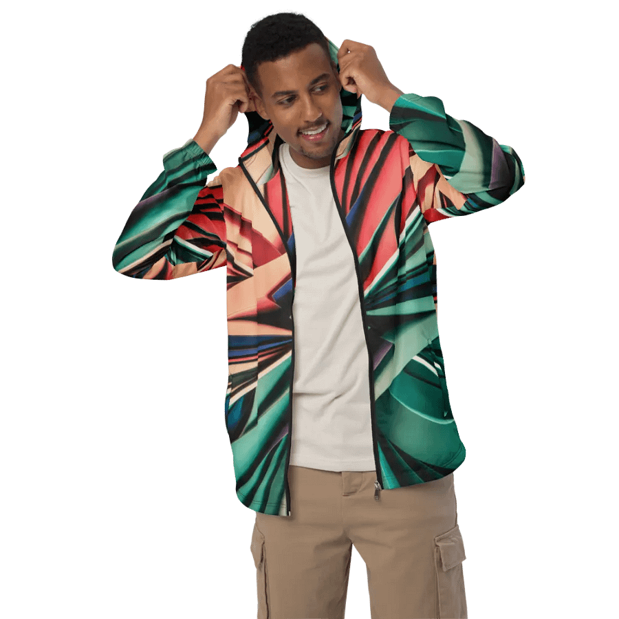 Abstract Geometric Unisex Windbreaker in Vibrant Colors (XS-3XL) product image (6)