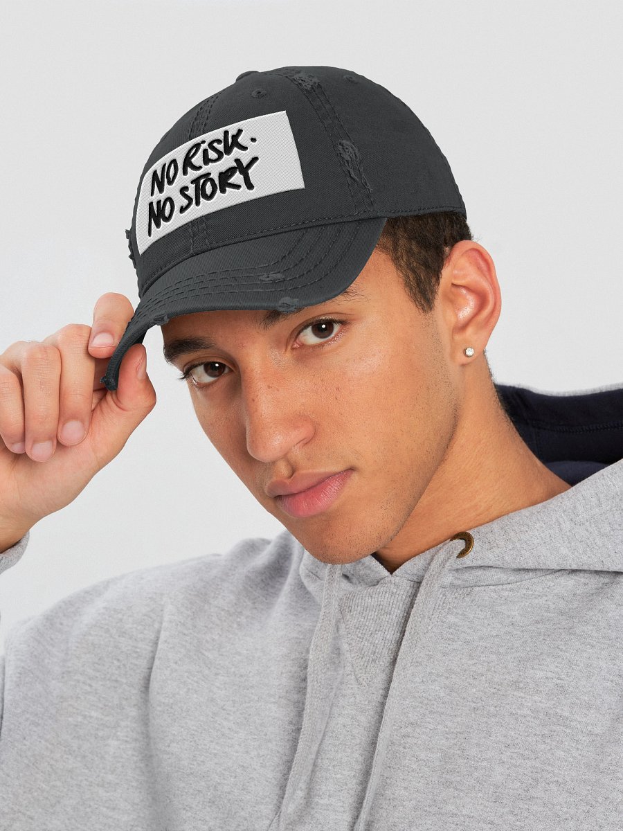"No Risk No Story" Distressed Black Cap product image (5)
