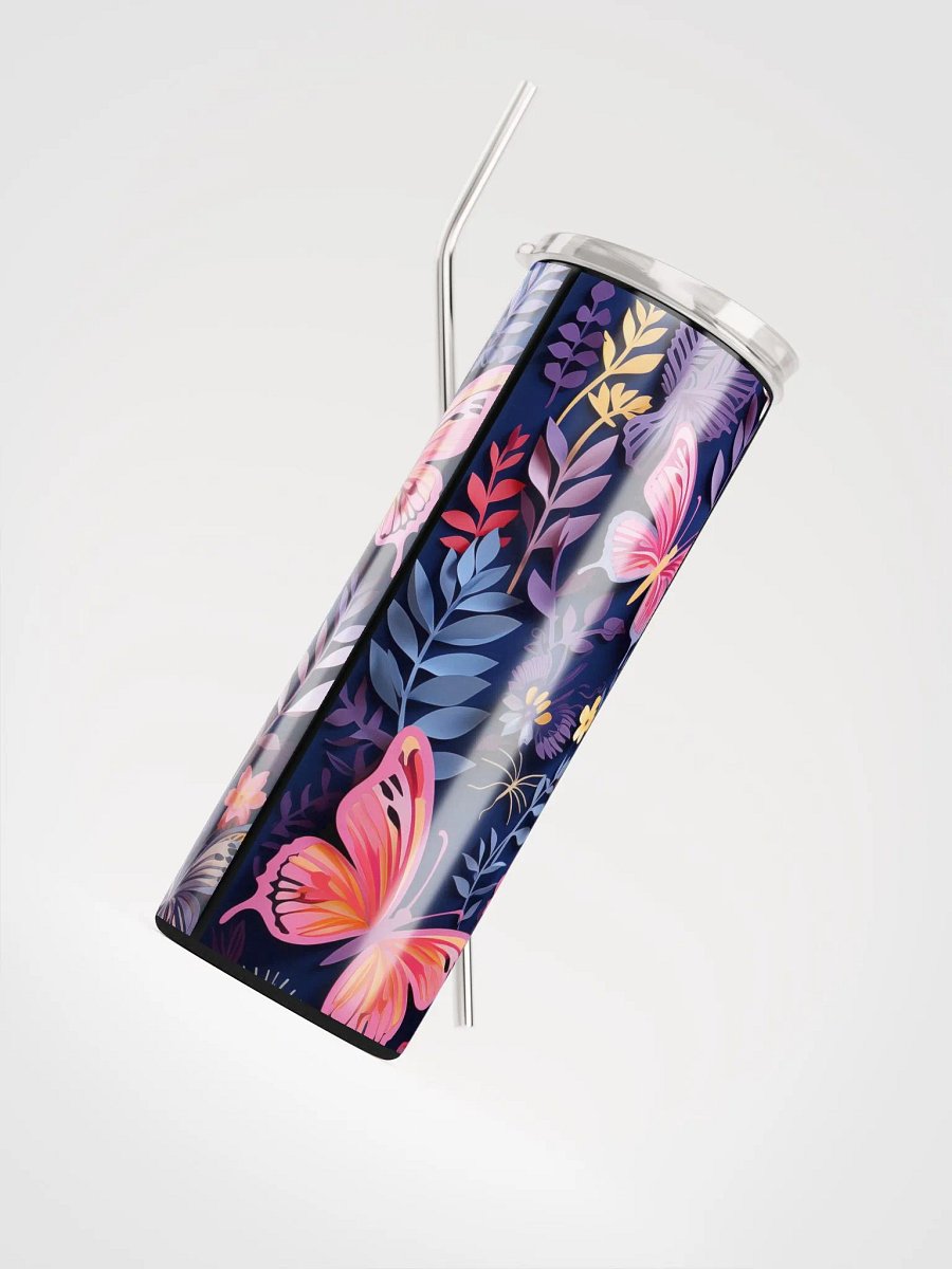 Vibrant Purple Yellow Butterfly Papercut Stainless Steel Tumbler product image (4)