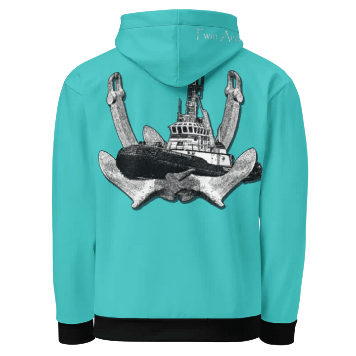 Turquoise Twin Anchor Marco tug Hoodie product image (1)