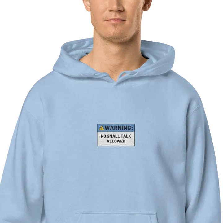 NO SMALL TALK ALLOWED embroidered pigment hoodie (blue) product image (2)