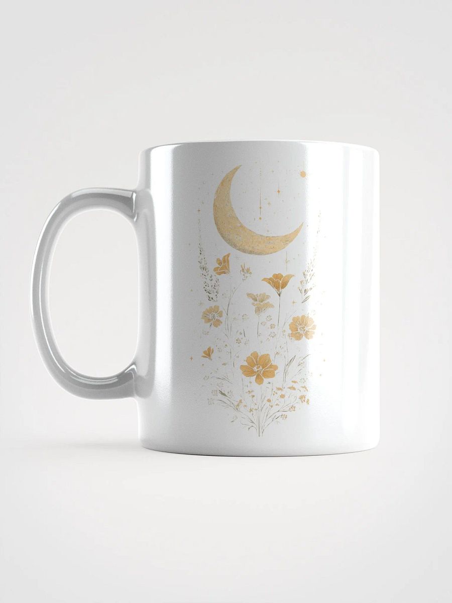 Floral Crescent Moon White Glossy Mug product image (16)