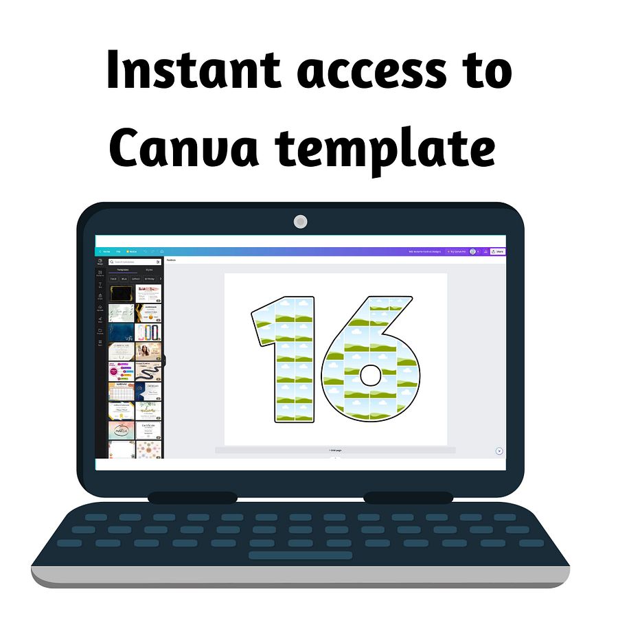 Number 16 Photo Collage Canva Template product image (3)