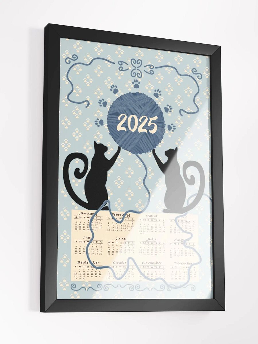 Framed “Cat’s At Play” 2025 Calendar Poster – Blue product image (3)
