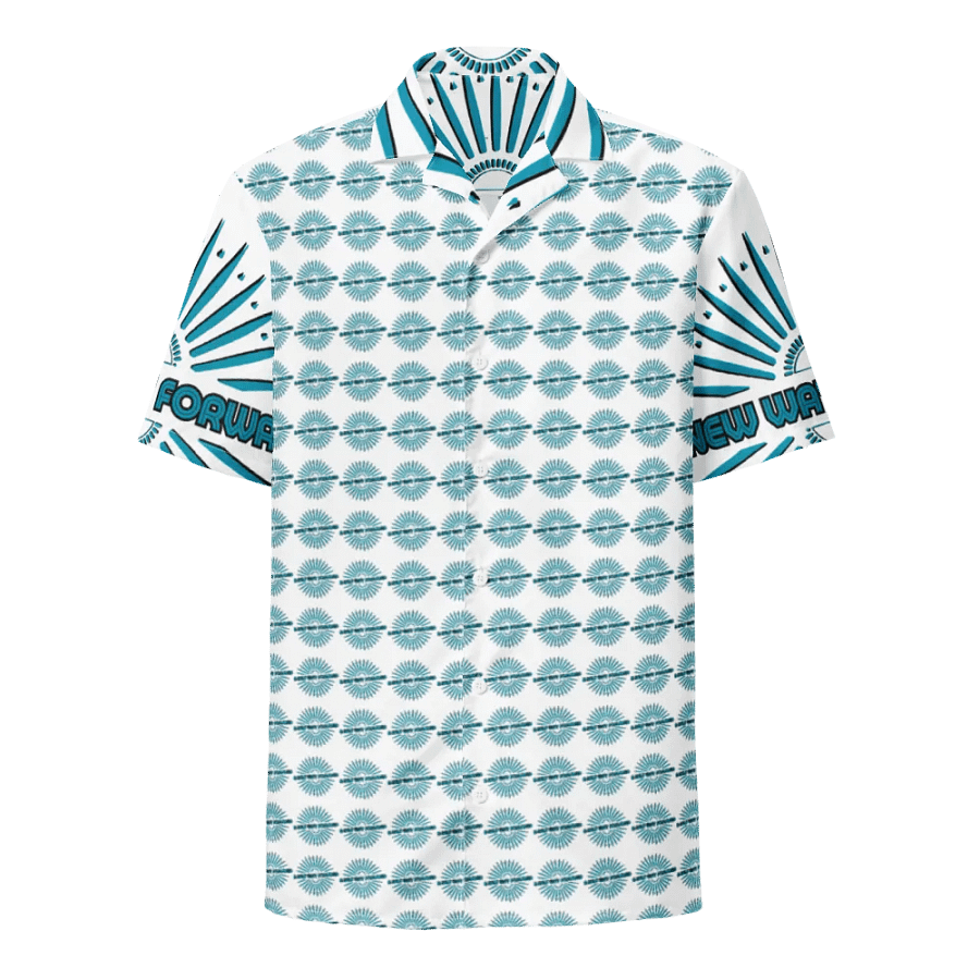 A NEW WAY FORWARD Turquoise Geometric Hawaiian Shirt product image (1)