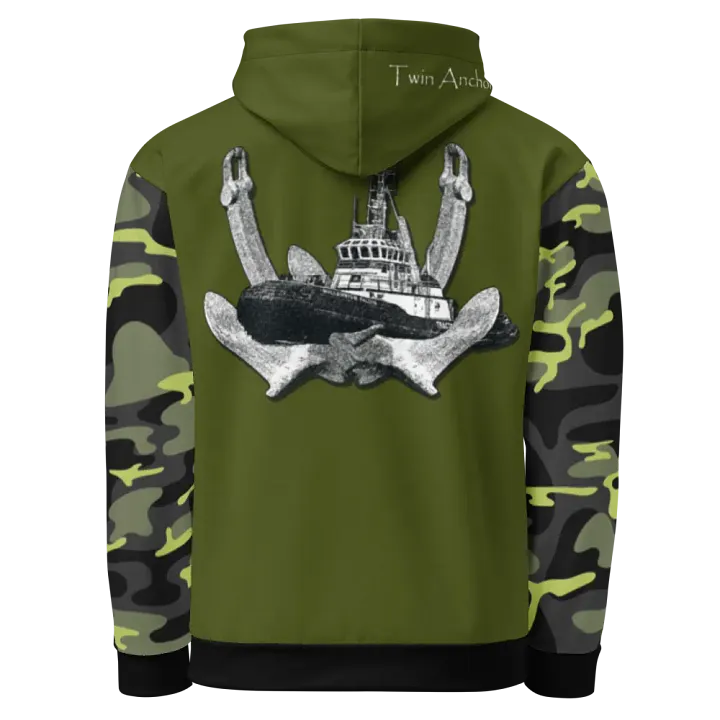 Camouflage & Green Twin Anchor Marco tug Hoodie product image (1)
