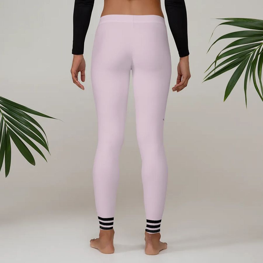 All-Over Print Leggings-Backfill Pale Twilight colour with Pink Lady design, black stripes. product image (3)