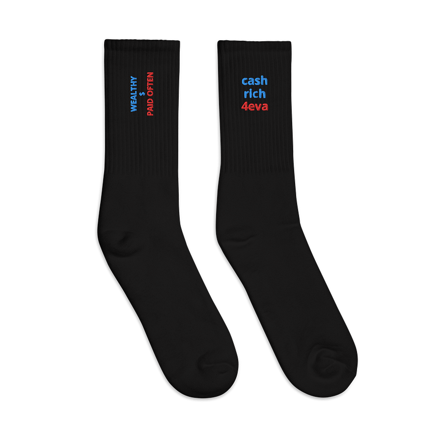 BLUE DIAMOND & RED STAMPED WEALTHY $ PAID OFTEN Crew Socks product image (3)