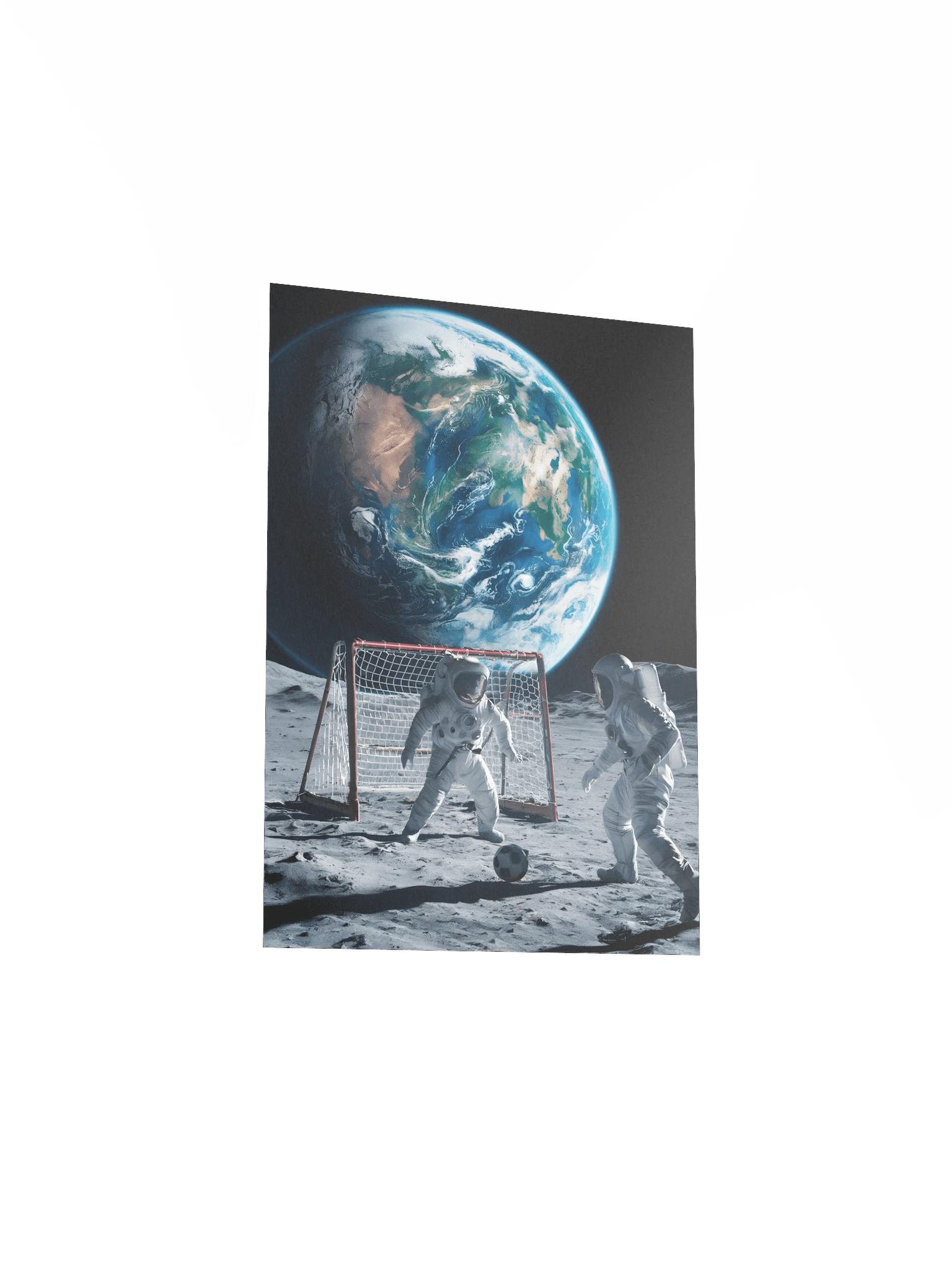 Moon Soccer Poster – Photorealistic Astronaut Space Humor Wall Art product image (4)