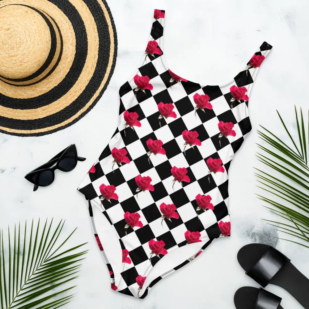 Rosy one-piece {black and white} product image (2)