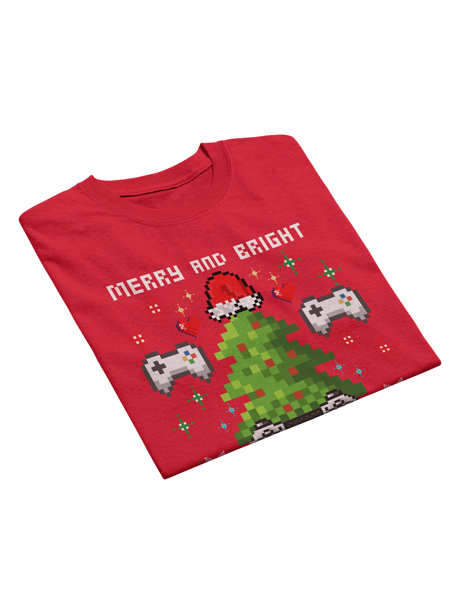 Pixel Christmas Gamer Unisex T-Shirt | Merry And Bright Ready To Fight product image (4)