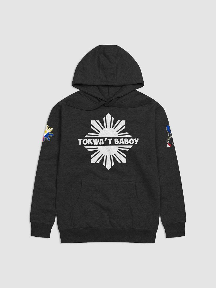 TOKWA'T BABOY PORK TOFU PHILIPPINES CUISINE, FILIPINO FOODIE, HOODIE SWEATSHIRT LONG SLEEVE BLACK (DARK TONES), SHOULDER PATCHES product image (1)