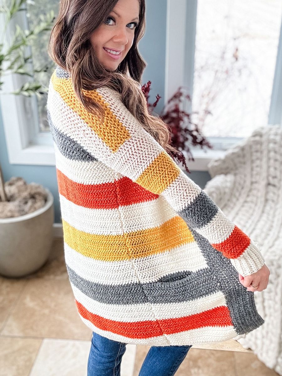 Everyday Striped Cardigan Crochet Pattern product image (3)