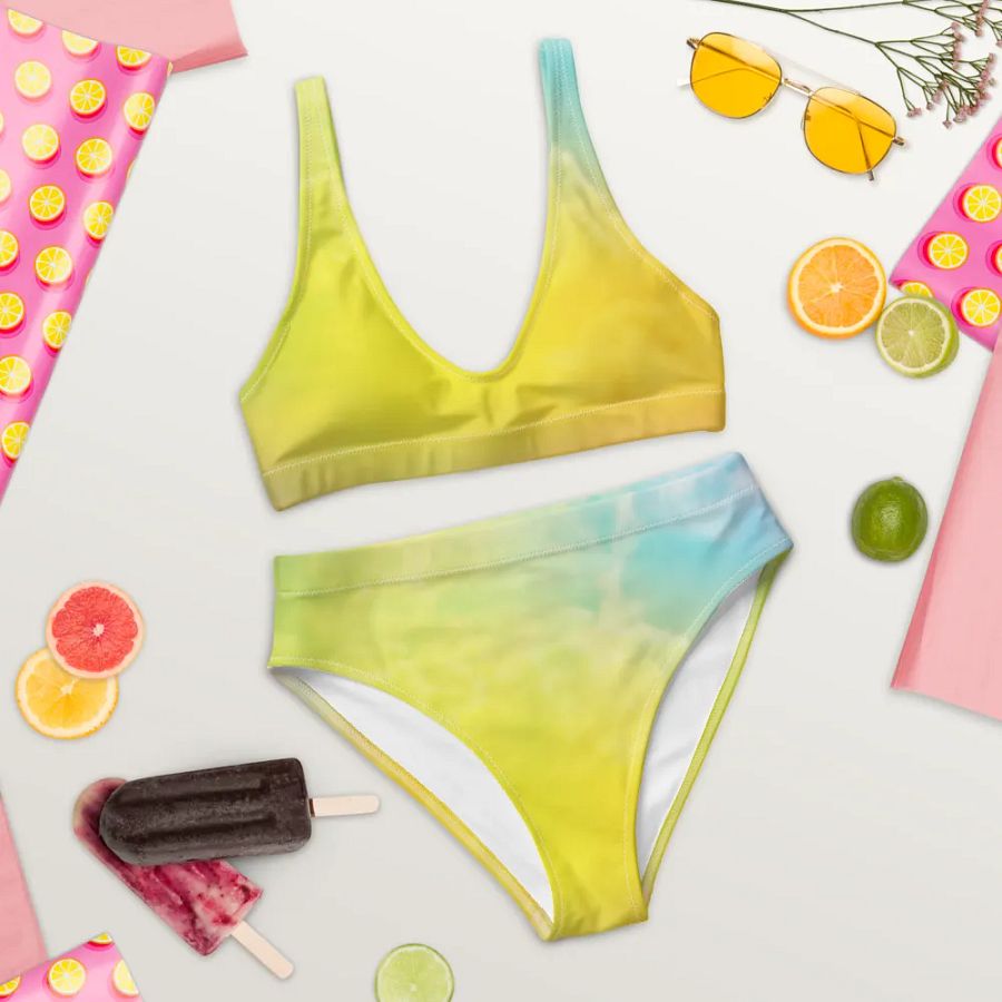 Blur cloud rainbow Design High Waisted Bikini - V9 product image (9)