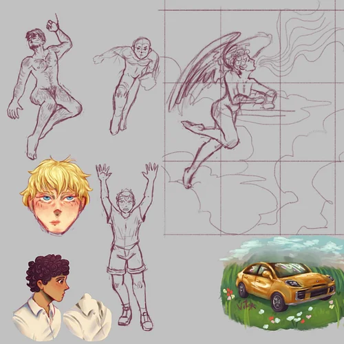 porsche👍
the angel one is already finished, will post it one day :p
if youd like a digital sketch of a character i can do it ...