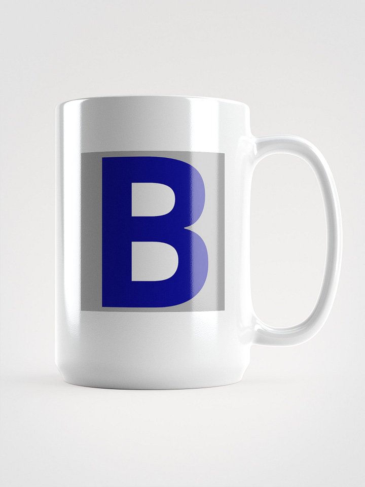 Bold Blue Letter 'B' White Glossy Mug product image (2)