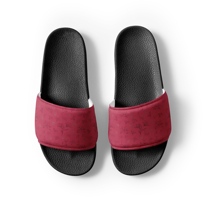 Gold Leaves and Chocolate Flowers Magenta Women's Slides product image (2)