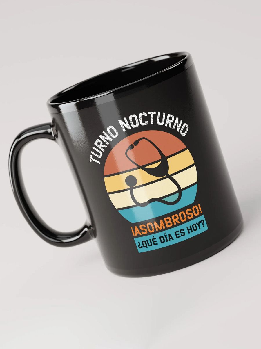 "Turno nocturno-general" mug negro brillante product image (3)