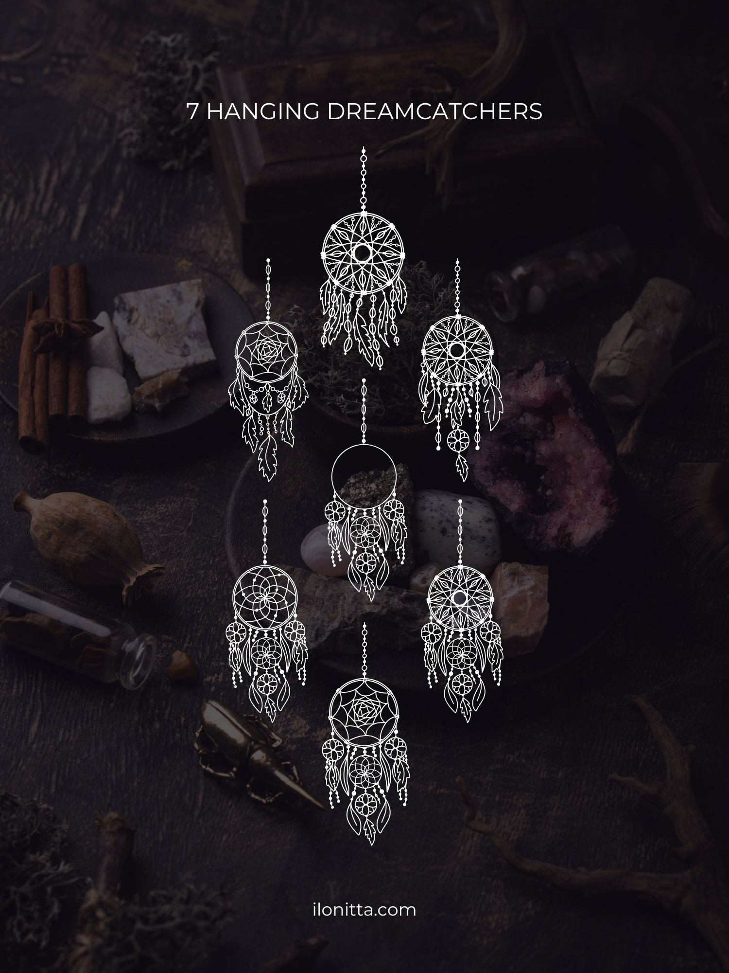 Ethnic Dreamcatchers Line Art Vector product image (4)