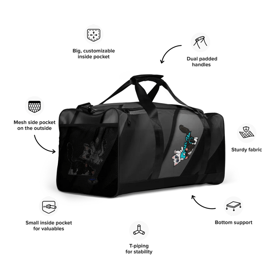 Black/Grey Steel look All-Over Print Duffle Bag : Luigi & Ariel Logo product image (2)
