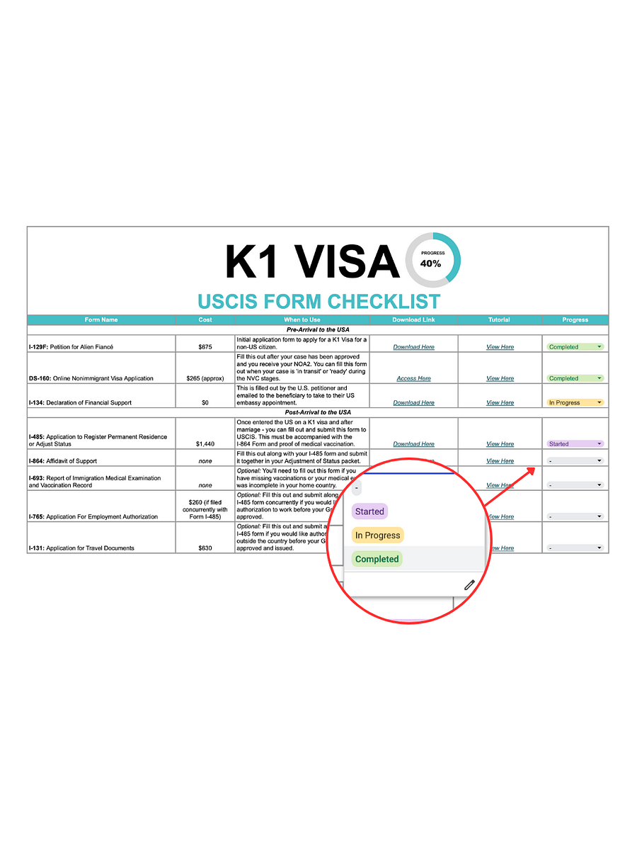 K1 Visa USCIS Form Checklist product image (2)