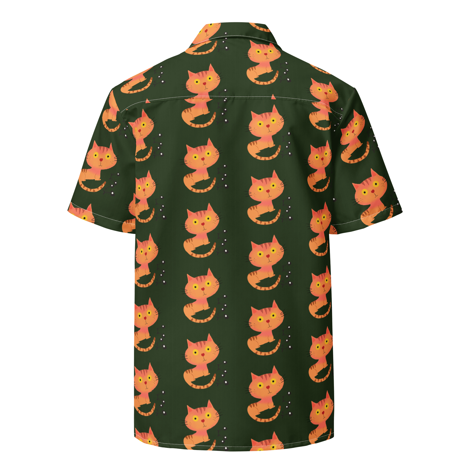 Feasting Ginger Kitty Button-Down Hawaiian Shirt - Green product image (2)