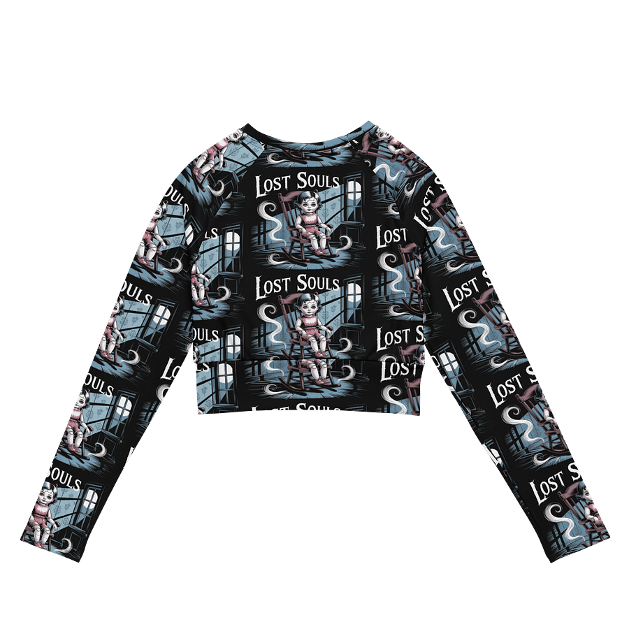 Midnight Veil Designs Gothic All-Over Print Long Sleeve Crop Top - Lost Souls Black product image (7)