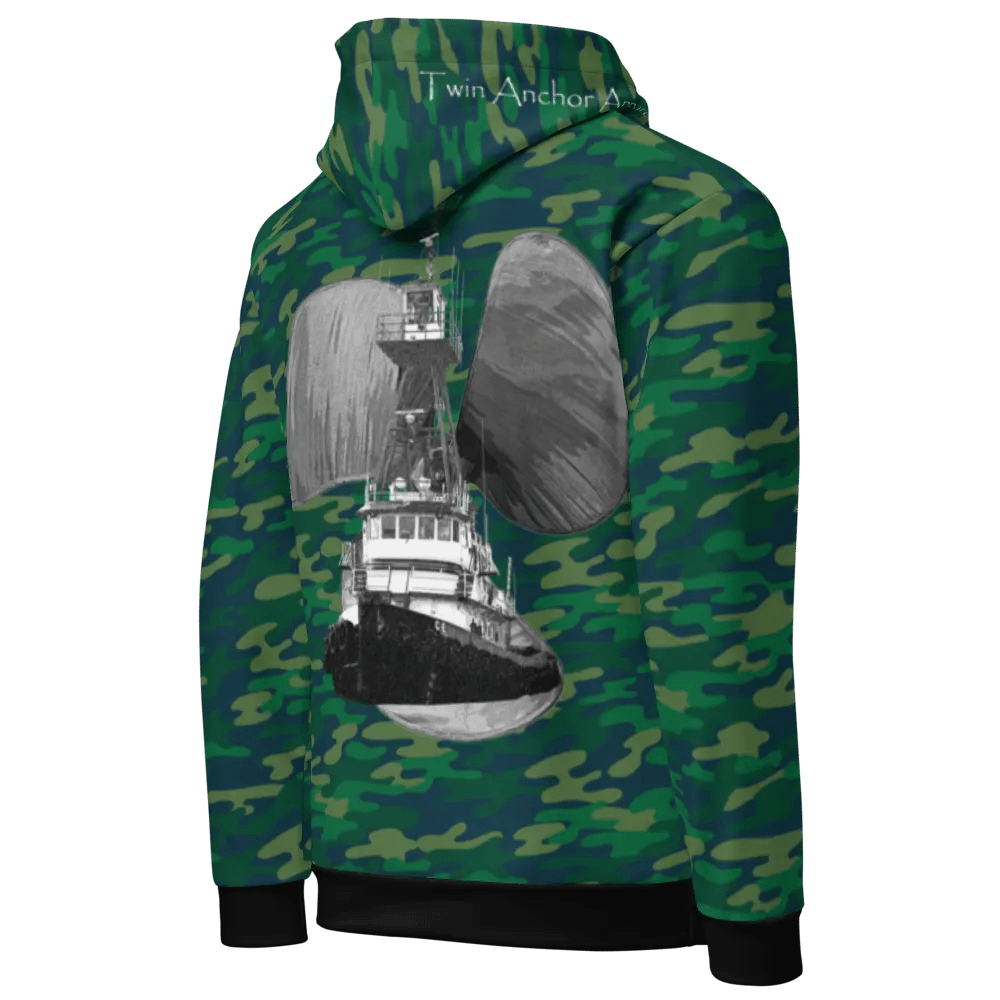 Teal Camouflage Three blade prop Tug CE Hoodie product image (10)