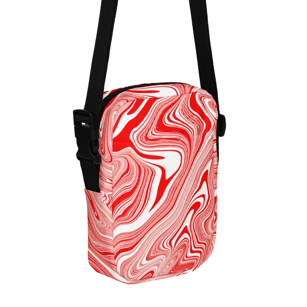 Utility Crossbody Bag - Red and White Liquid Swirls product image (4)