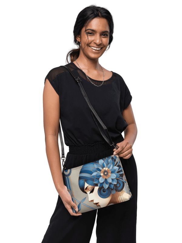 Art Deco Blue Floral Crossbody Bag product image (1)