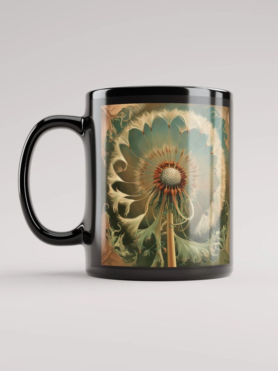 Art Nouveau Dandelion's Golden Seed Head Black Glossy Mug product image (6)