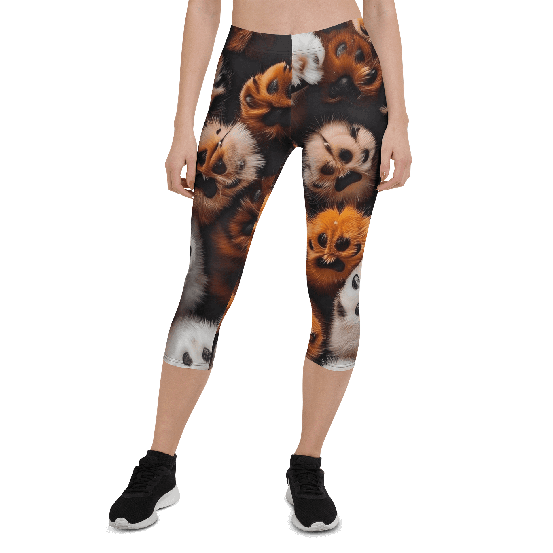 Cute Puppy Faces Print Capri Leggings product image (1)