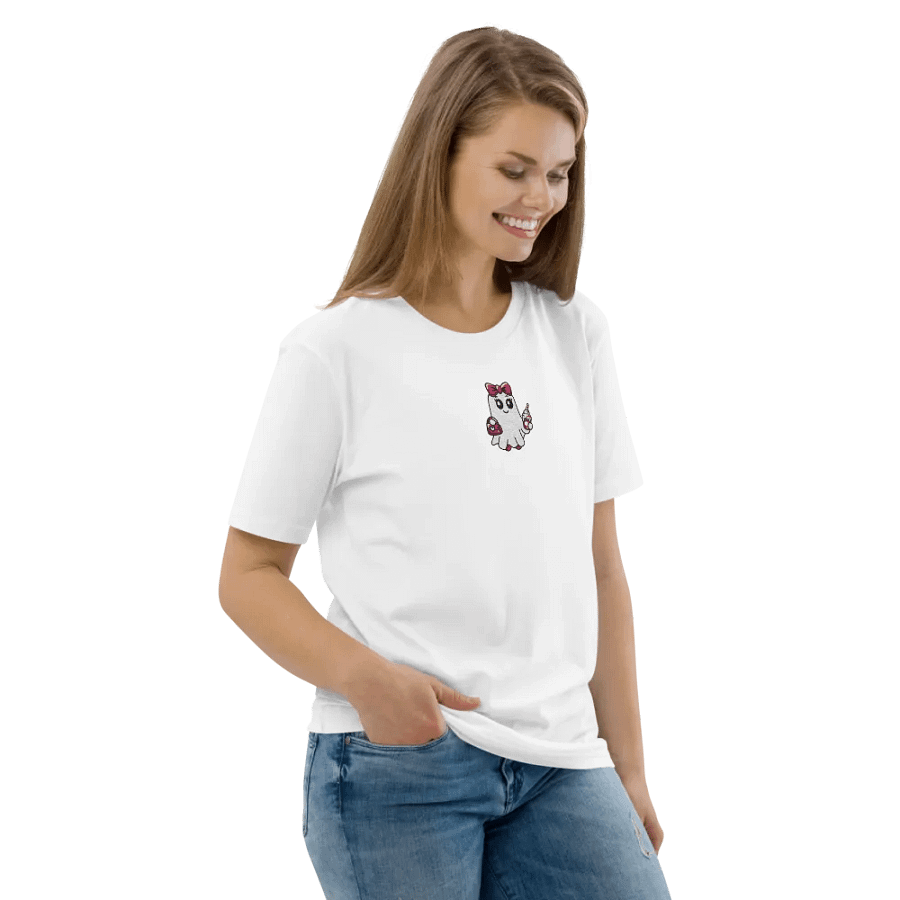 Cute Ghost Embroidered Organic Cotton Regular Fit T-Shirt product image (11)