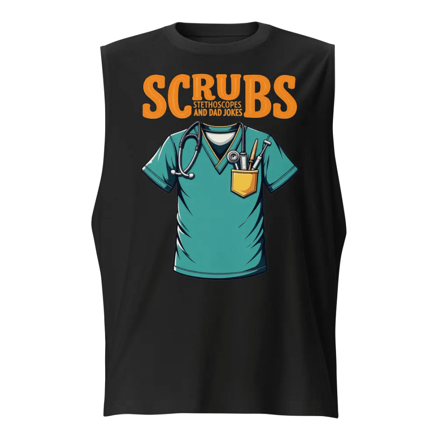dad jokes, Stylish Scrubs and Stethoscopes Muscle Tank product image (1)