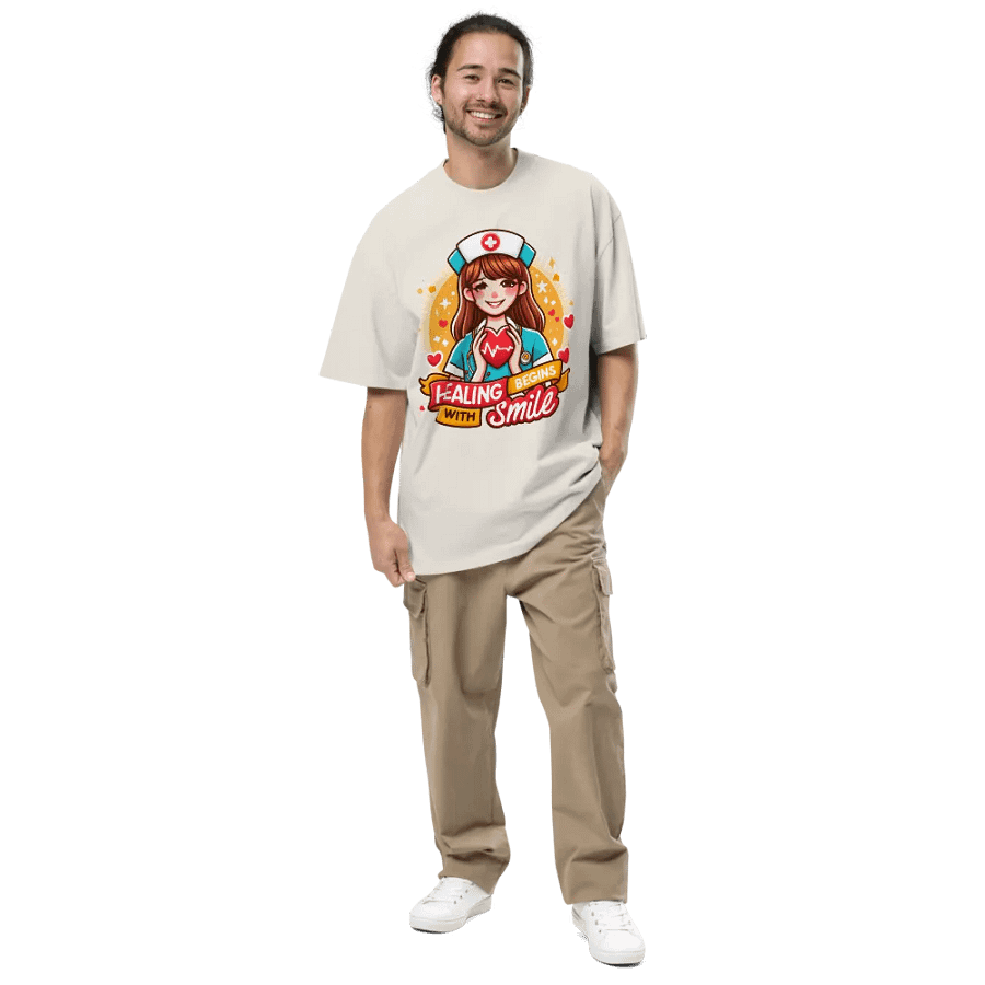 Smiling Nurse Heartbeat Oversized Tee product image (32)