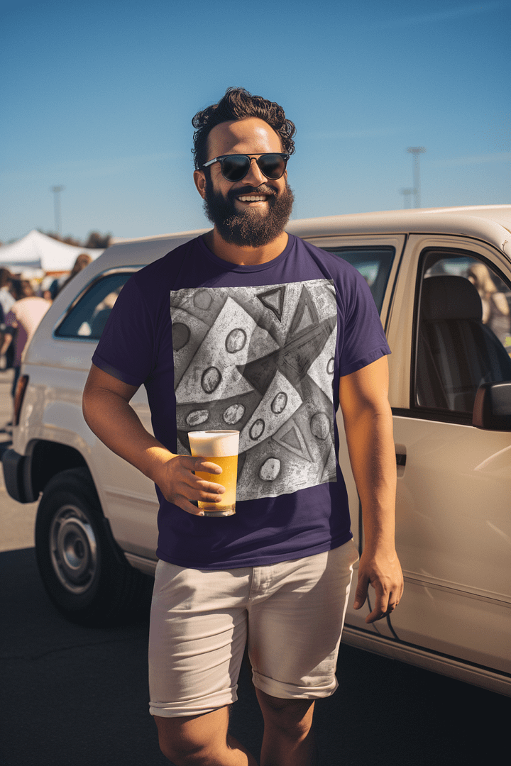 Abstract Textured Pale Monochrome Triangles Unisex T Shirt product image (1)