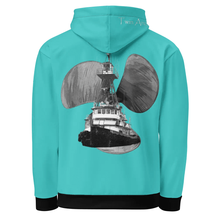 Turquoise Three blade prop Tug CE Hoodie product image (1)