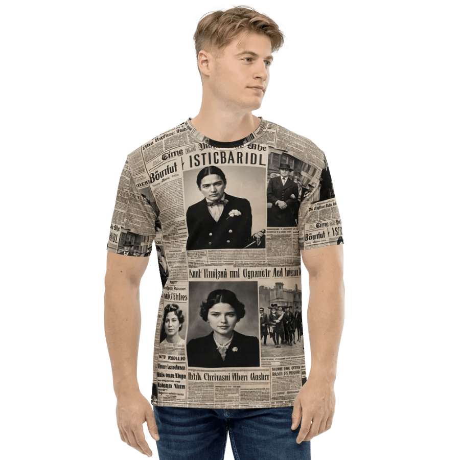 Vintage Newspaper Collage All-Over Print Tee product image (1)