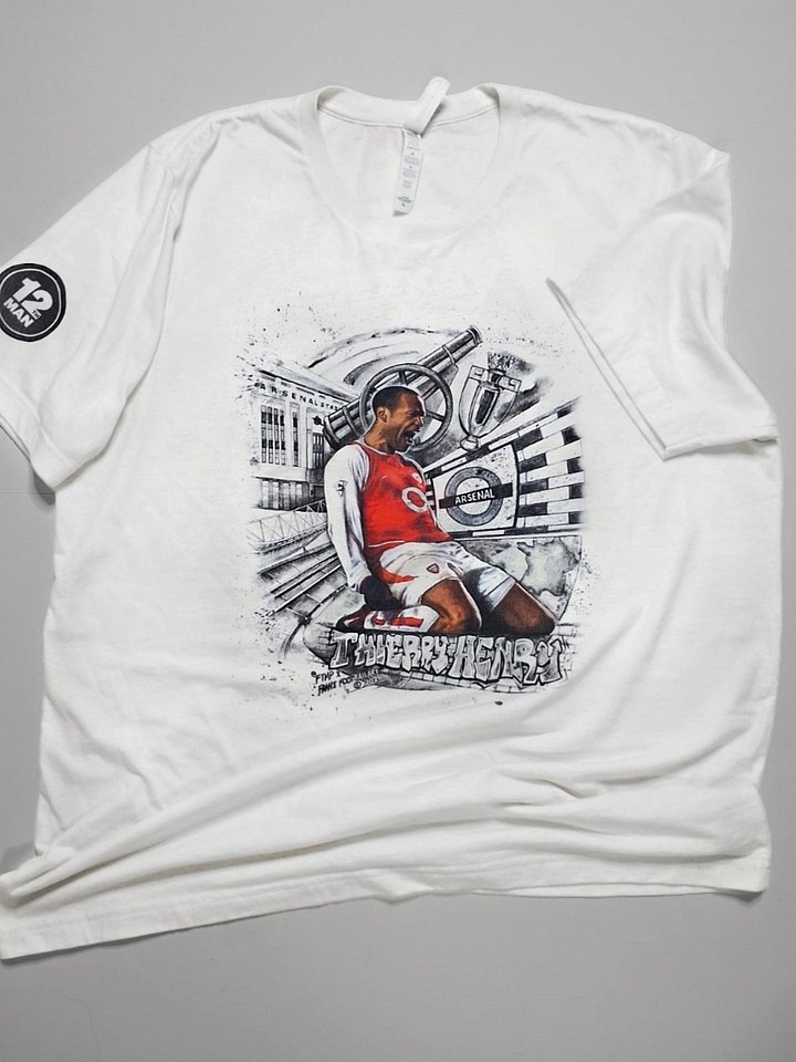 Thierry Henry Arsenal T-Shirt – Front Print Football Artwork (12th Man Podcast Exclusive) Recycled Materials product image (1)