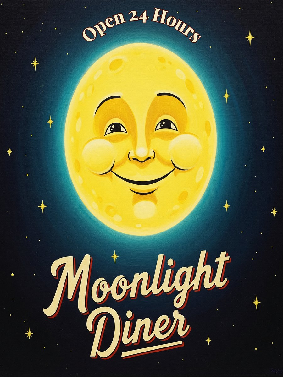 MOONLIGHT DINER POSTER INSTANT DOWNLOAD product image (1)